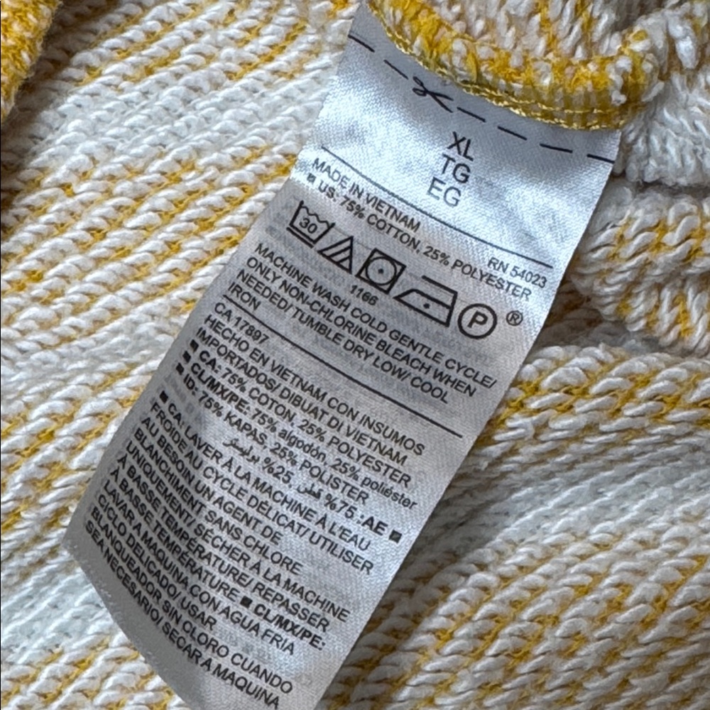 Old Navy Cali Striped Baja Hoodie Yellow White Lightweight Pullover XL - Picture 9 of 13